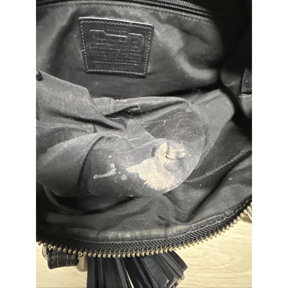 COACH Legacy Black & Silver Stripe Signature Molly Bag Satchel 21154 Purse Tote - Picture 11 of 13